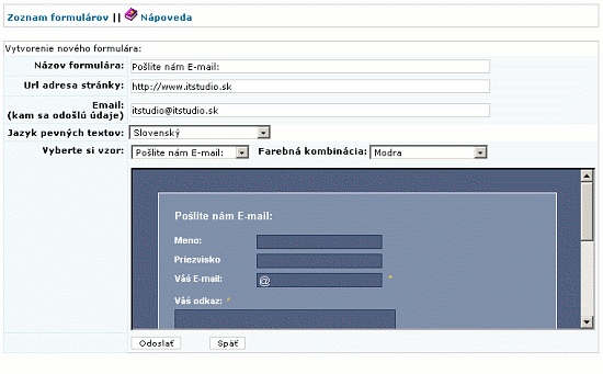 Vytvorit formular